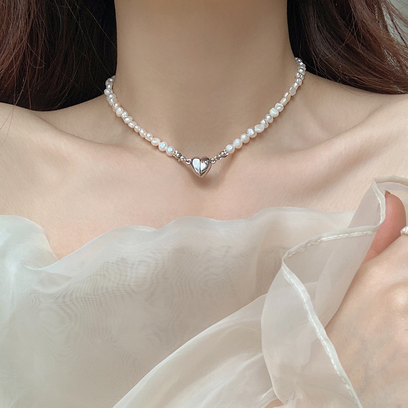 Kalung Choker Magnetik Hias Mutiara Bentuk Hati Untuk Wanita