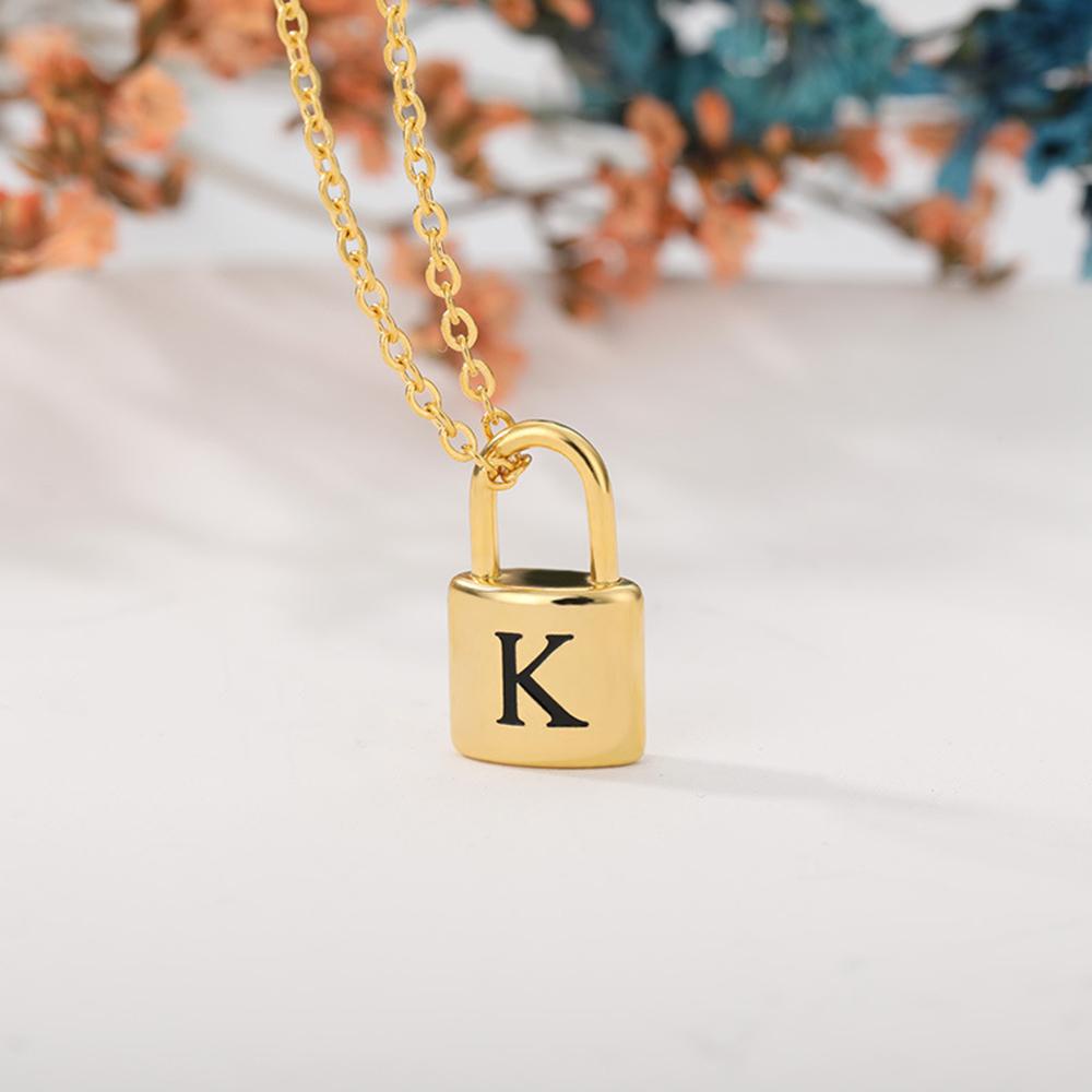 PREVA Letter Necklace High-end Gift Alphabet Lock Pendant A-Z Necklace