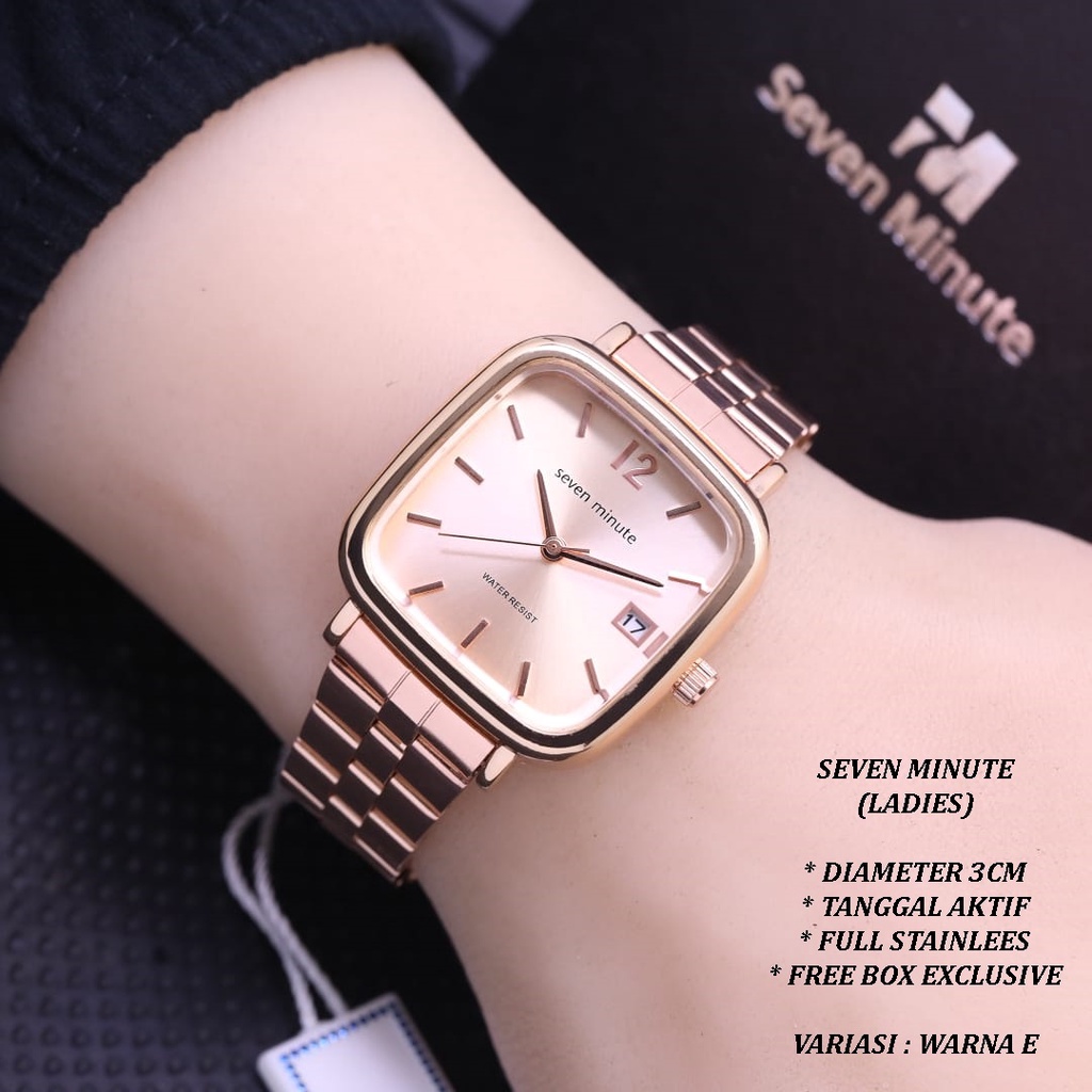 (FREE BOX) JAM TANGAN SEVEN MINUTE WANITA FASHION RANTAI BODY SEGI TANGGAL AKTIF