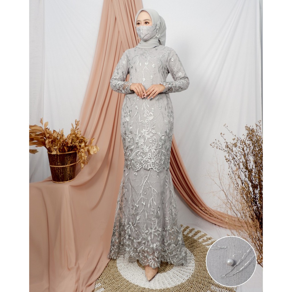 Ootp - GAMIS DUYUNG - GAMIS KEBAYA - KEBAYA MODERN - KEBAYA WISUDA - KEBAYA PESTA - KEBAYA LAMARAN - KEBAYA - GAMIS - OUTFIT KONDAGAN- GAMIS BROKAT - GAMIS WANITA - GAMIS TILE-Silver