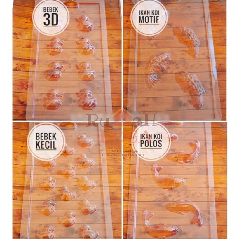Cetakan MIKA Puding Agar Cokelat Coklat Praline HEWAN BEBEK IKAN KOI Plastik
