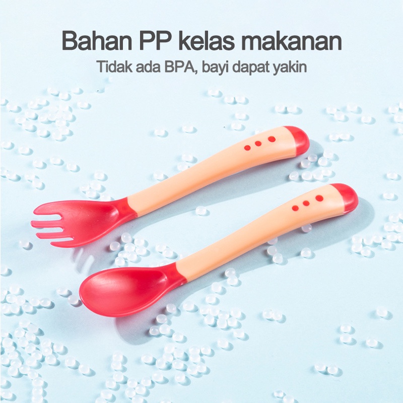 Sendok makan bayi silikon / Sendok dan Garpu Pengubah Suhu Bayi/Sendok Dan Garpu Pengubah Suhu Bayi Silikon Lembut/C 26