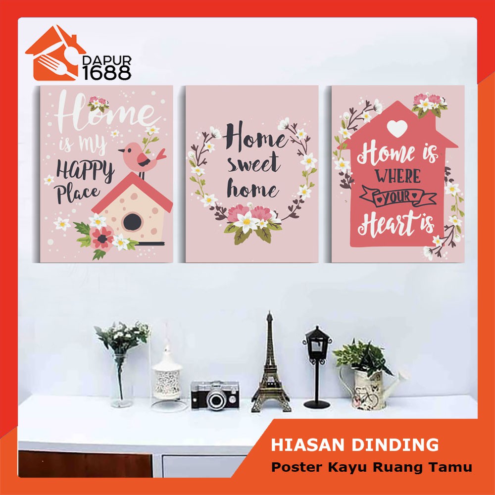 Hiasan dinding dekorasi home sweet home Wall Decor Poster Kayu Ruang Tamu