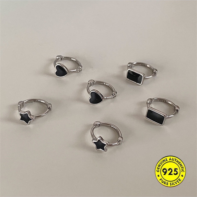 Anting Tusuk Motif Bintang / Hati Simple Bahan Sterling Silver 925 Untuk Wanita