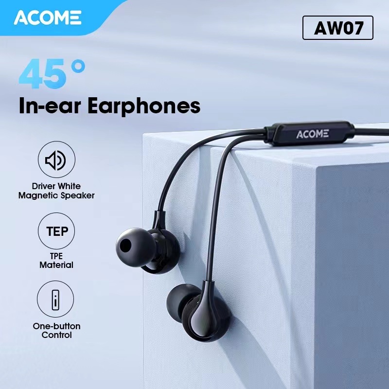 Acome Wired Earphone Headset Driver White Magnetic Speaker Garansi Resmi 1 thn AW07