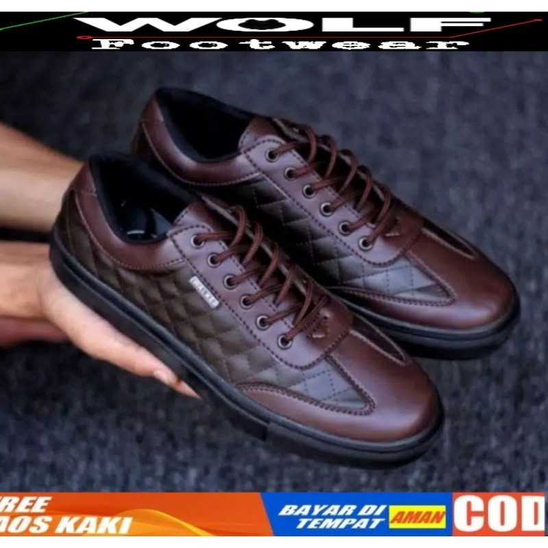 WOLF x PEDRO Sepatu casual Pria Sneakers pria sepatu Kasual Cowok Kulit Build Up Press