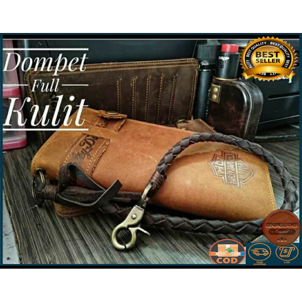Dompet Panjang Rantai Kulit Asli HARLEY DAVIDSON HD2, Dompet Panjang Pria, Dompet Rantai