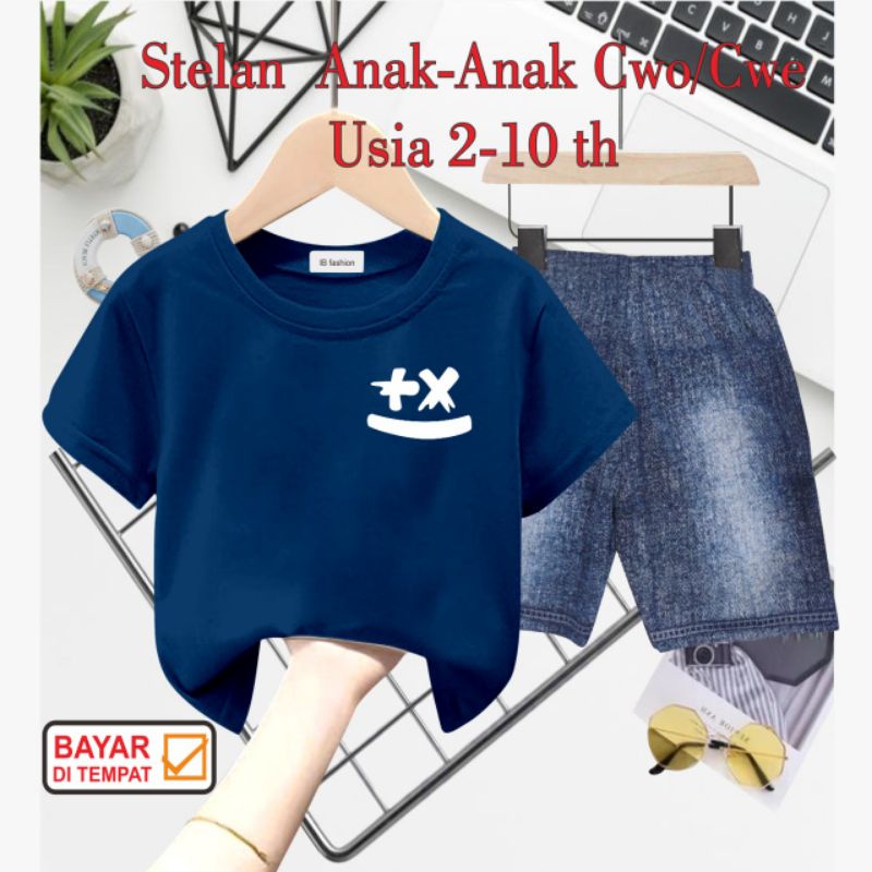 ((IB))SETELAN ANAK2 UNISEX SEMI JEANS/+X DIGITAL SABLON