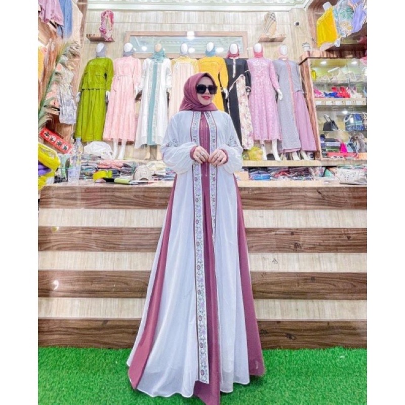 GAMIS BORDIR SET KERUDUNG BY LAROSA (ORIGINAL)