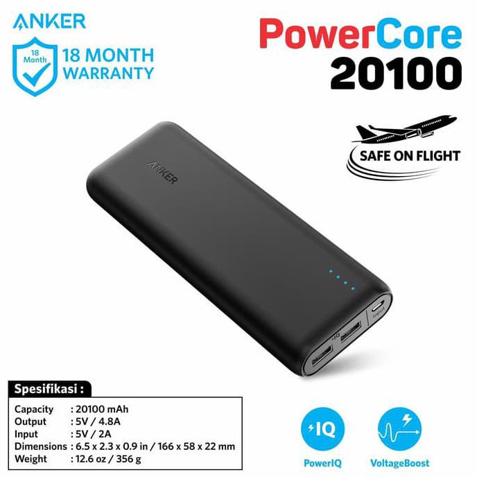 POWERBANK ANKER POWERCORE 20100 MAH BLACK - A1271