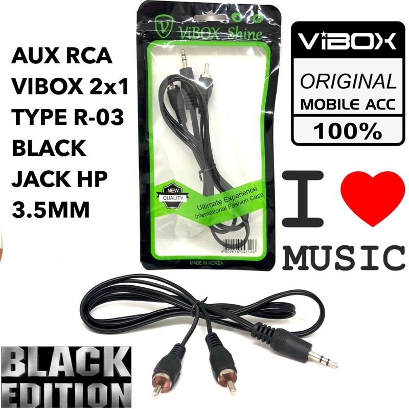 GROSIR KABEL AUX RCA R03 VIBOX RCA 2x1 BLACK SERIES R-03 JACK 3.5MM HD TO AV AUDIO OUTPUT