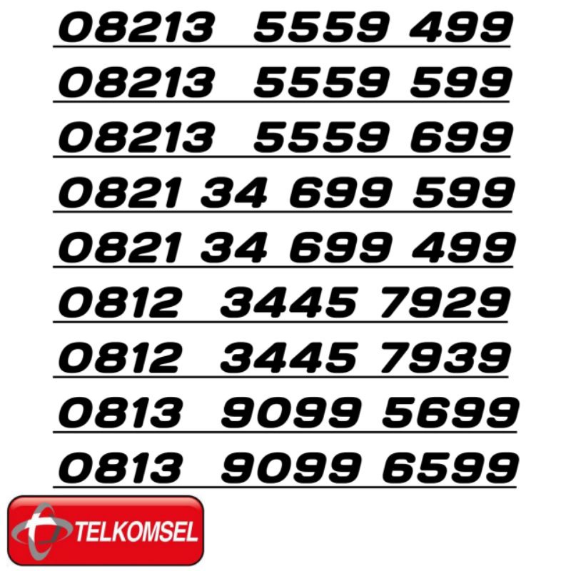 Nomer Cantik Telkomsel ekor 99. Nomor Cantik Super. Boss 5559 599 499 699