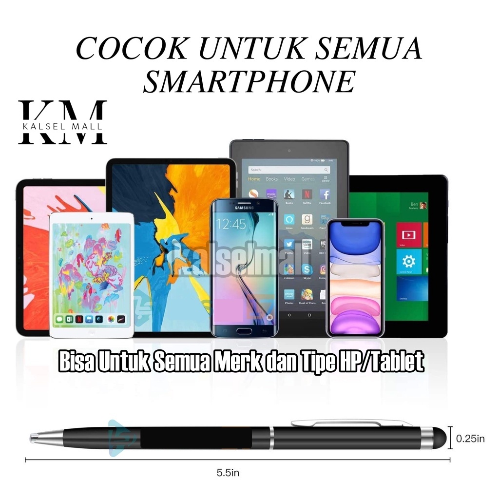 Stylus Pulpen Pena Pen Pensil HP Tablet Layar Sentuh Touchscreen Android Ipad Smartphone 2 In 1 Ballpoint Bulpen Universal ART45