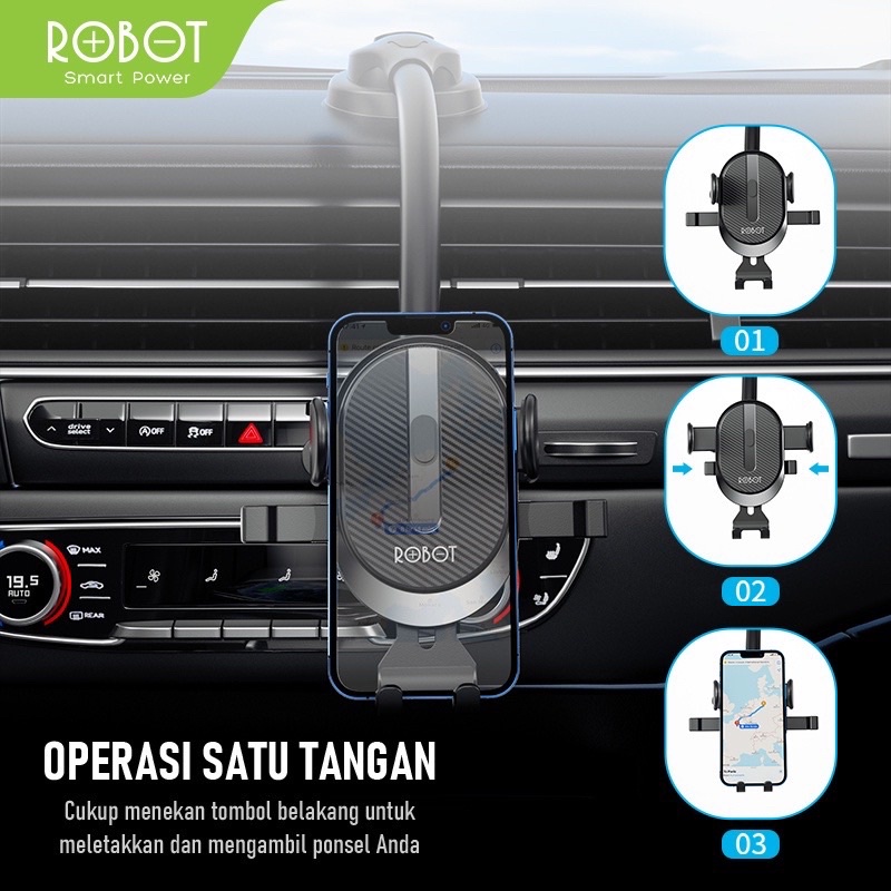 ROBOT Universal Car Holder RT-CH16 18.5 CM Alumunium Tube with Stent - Garansi Resmi 1 Tahun