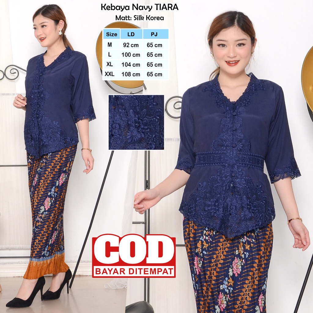 Atasan Kebaya Bordir Modern Mewah Lengan 3/4 Warna Putih|Merah Maroon|Biru Navy / Kebaya Wanita Dewasa Terbaru / Kebaya Akad Nikah Kekinian / Kebaya Wisuda Elegan / Kebaya Kondangan Moderen Cantik Tiara-7