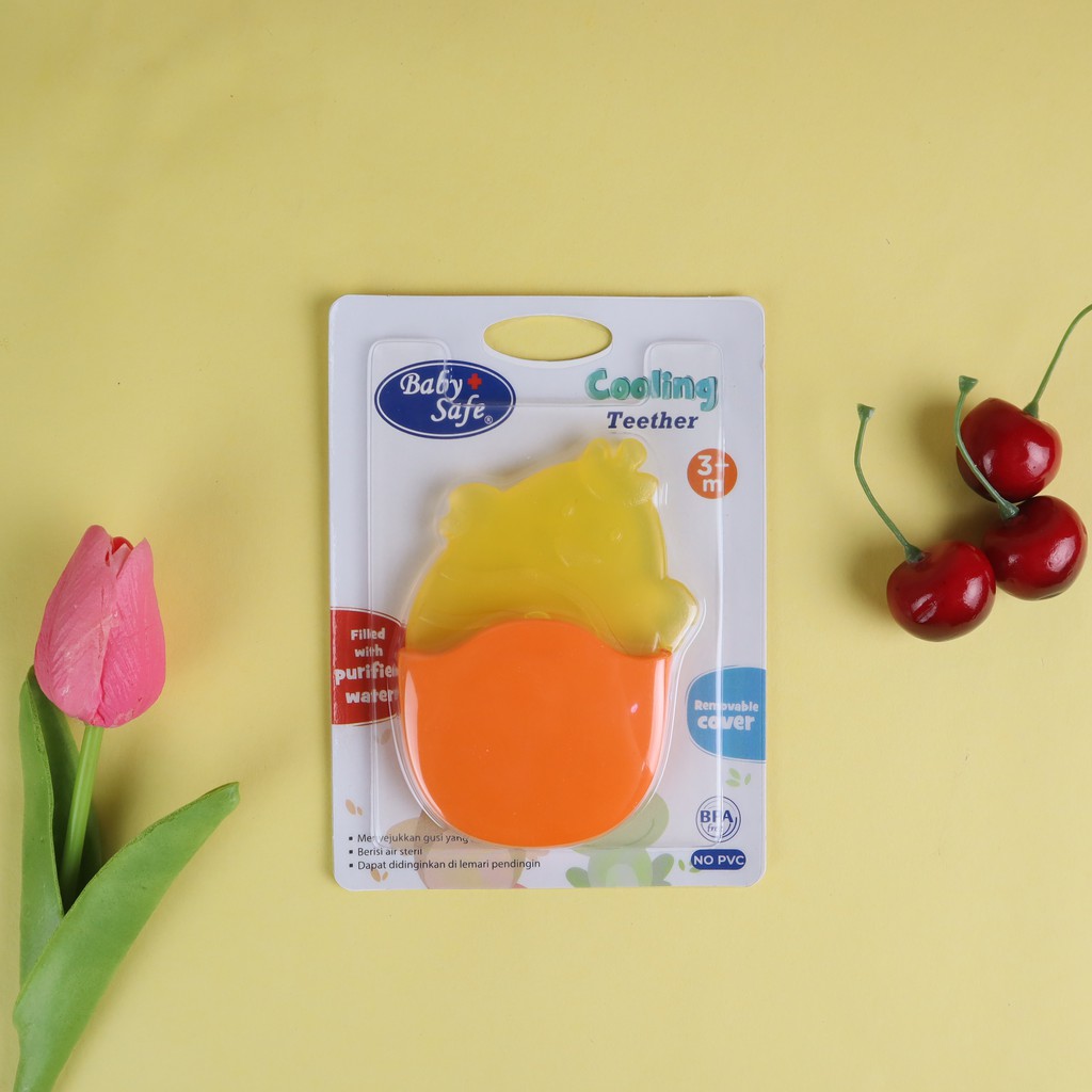 Baby Safe TT004 | Cooling Teether with Purified Water Baby | Mainan Gigitan Bayi Anak | Easy Grip | BPA Free | Orange Hijau Kuning