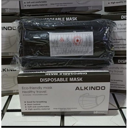 Masker Disposable Mask ALKINDO Earloop 3 ply Isi 50 pcs hijau