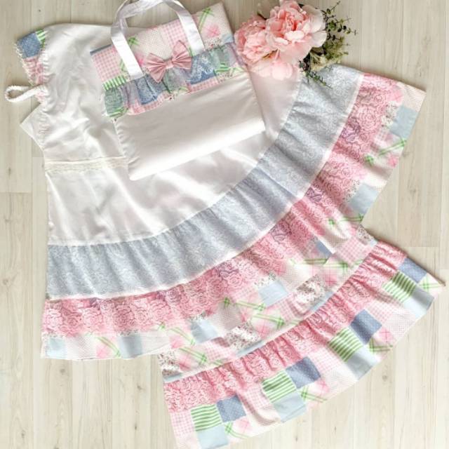 Alilac premium prayer set white 03 mukena cotton twill korea