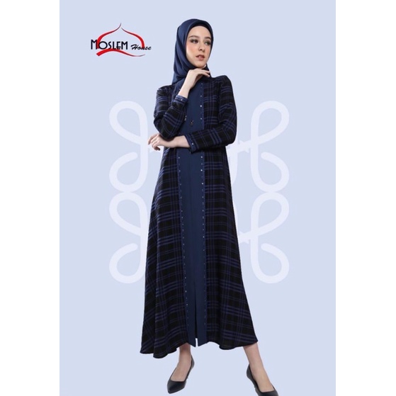 Gamis abaya hikmat A3385 Navy (Free Kerudung)