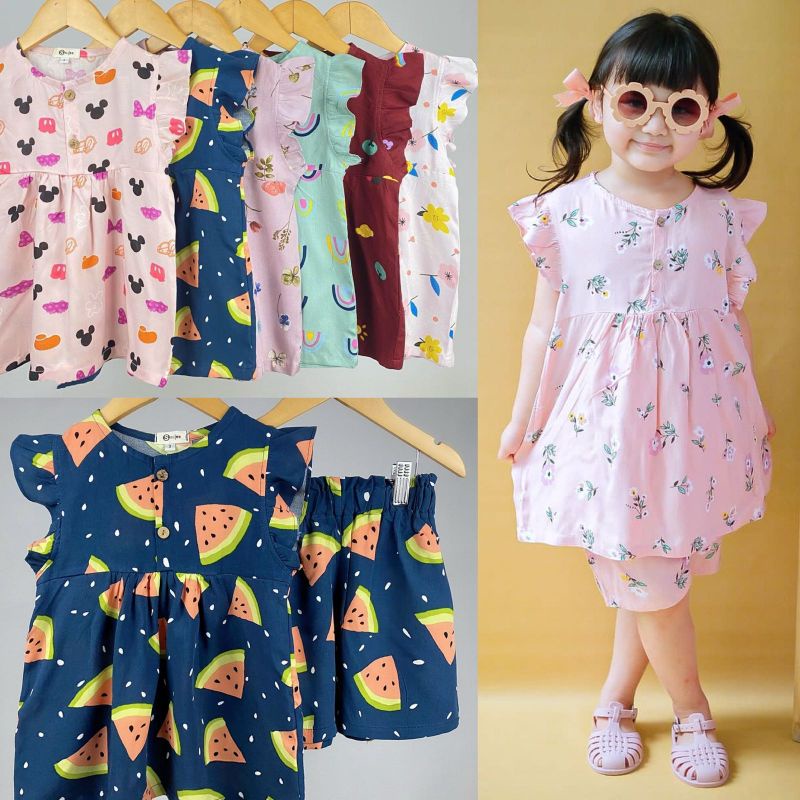 Setelan Rayon Anak Smilee Premium Usia 1 2 3 4 5 Tahun