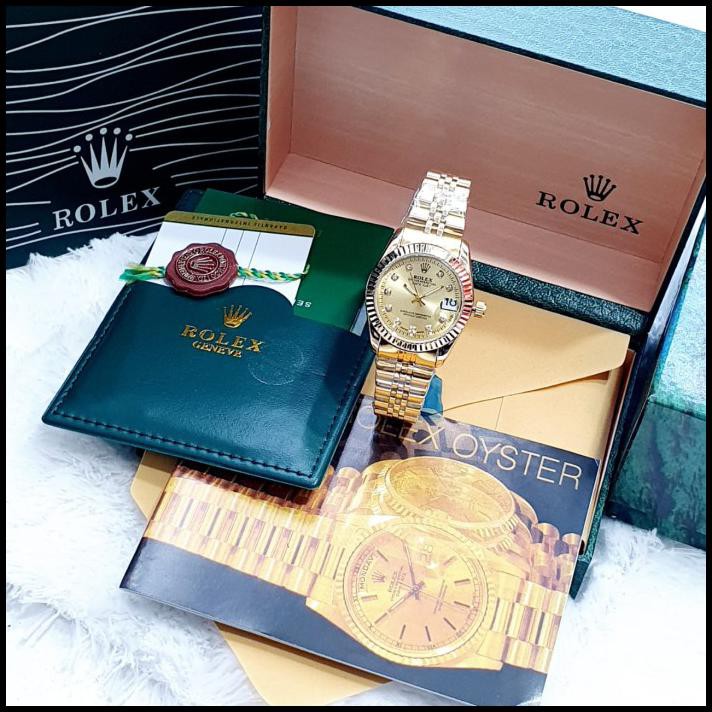 Rolex Date Just 33mm Free Buku Panduan Kartu Gansi Box Hijau Paper Bag Shopee Indonesia