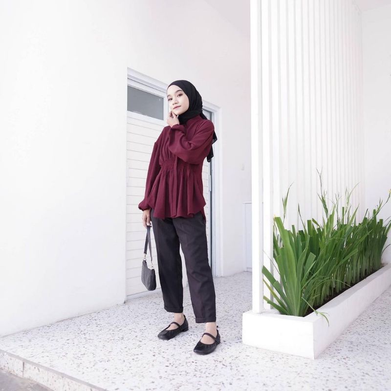 VEBBY TOP BLOUSE / NIRA KEMEJA CRINCLE APLIKASI KERUT