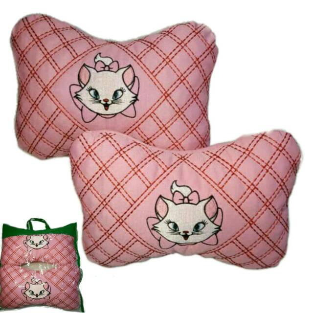 Bantal Mobil Headrest, Motif Marrie cat