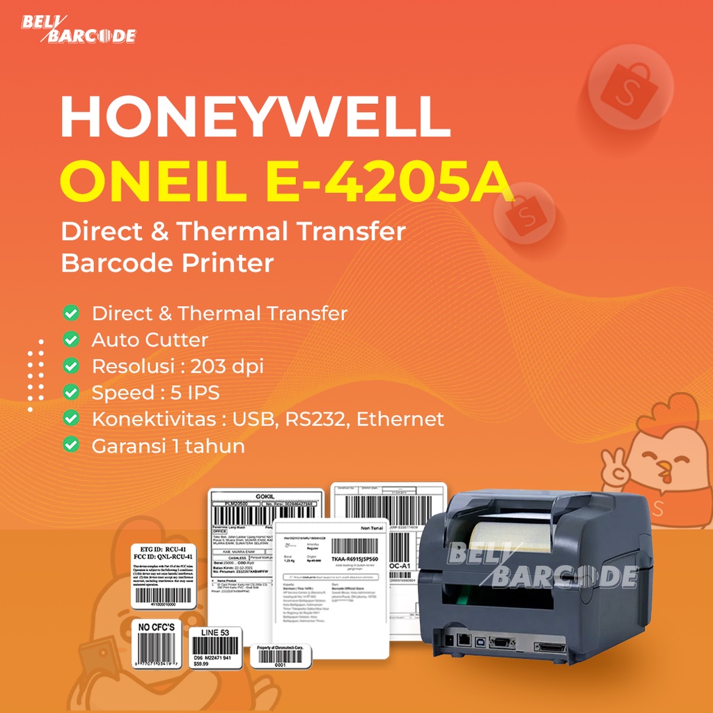 PRINTER BARCODE HONEYWELL DATAMAX O'NEIL E 4205 CETAK LABEL AUTO CUTTER