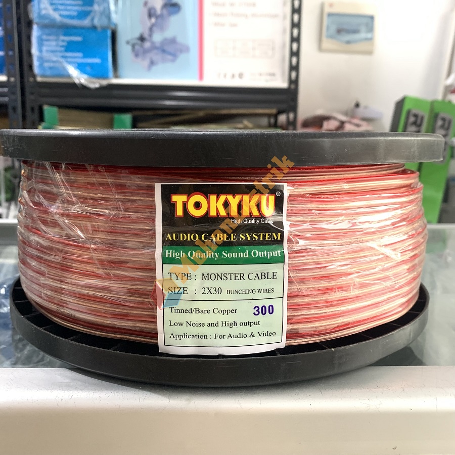 Kabel Transparan Serabut Listrik Audio Speaker 2x30 / 2 x 30 300 yard