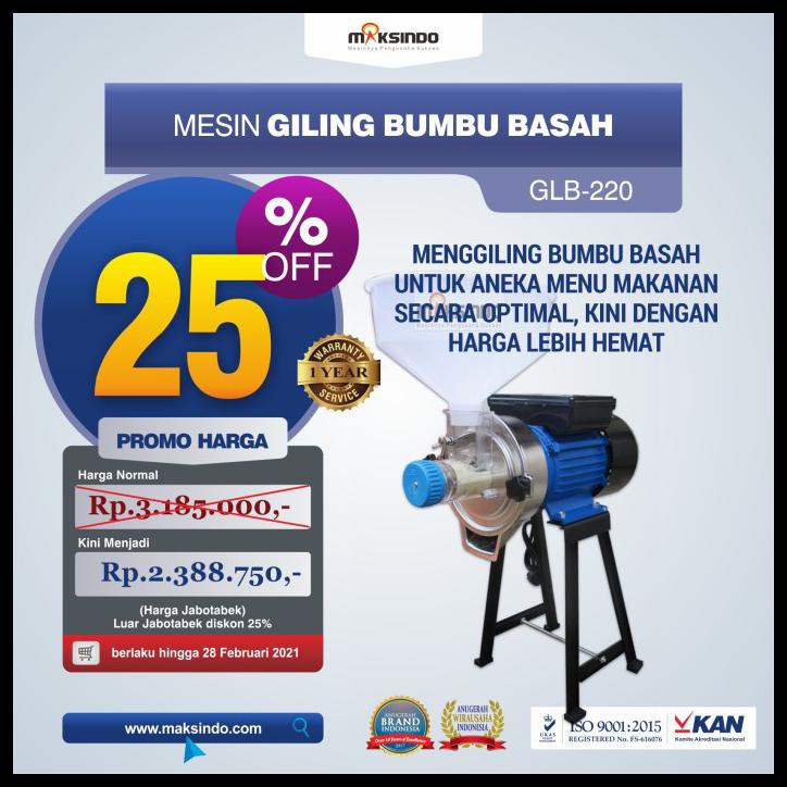Mesin Giling Bumbu Basah GLB220