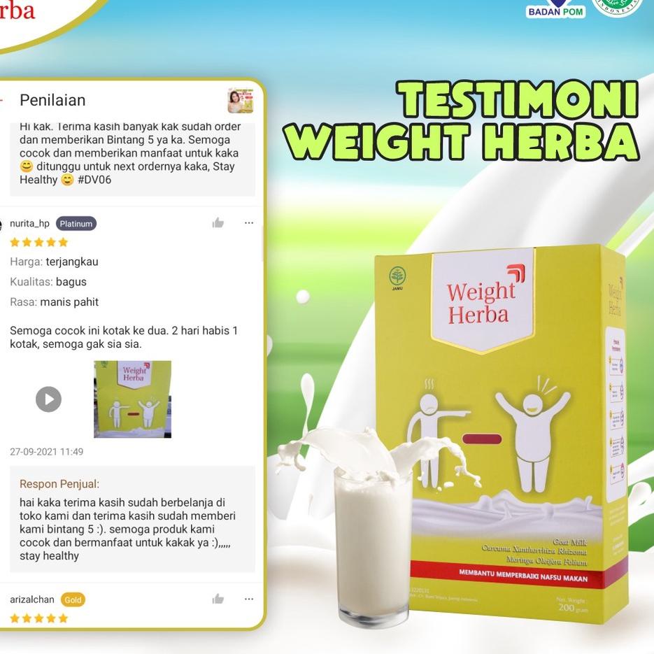 

DISCOUNT !! 6.6 Susu Weight Herba – Weigt Wight Nutrisi Multivitamin Susu Kambing Etawa Murni Turunkan Kadar Gula Tingkatkan Berat Badan Untuk Anak & Dewasa Penambah Asupan Kalori Jaga Tekanan Darah Tubuh Tingkatkan Daya Serap Usus Isi 200gr [KODE 65]