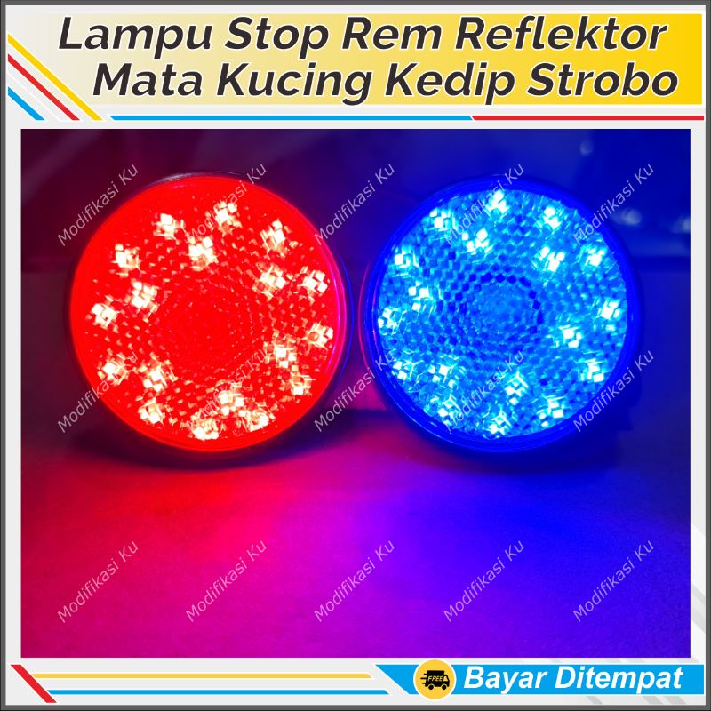 LAMPU REFLEKTOR MATA KUCING BULAT LED REM KEDIP MOBIL MOTOR NMAX AVANZA VELOZ TERBARU