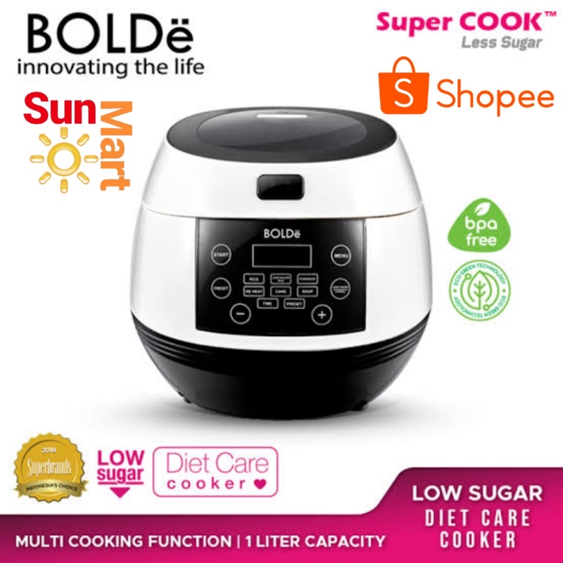 BOLDe Super COOK Less Sugar Rice Cooker 1 Liter Low Carbo 400 Watt - 0,6 liter
