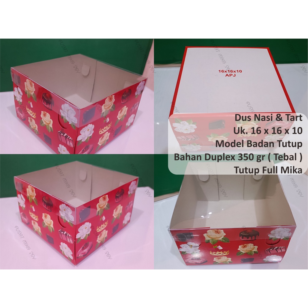 Dus Tart / Dus Nasi Uk. 16 x 16 x 10 Bahan Duplex 350 gr ( Tebal )