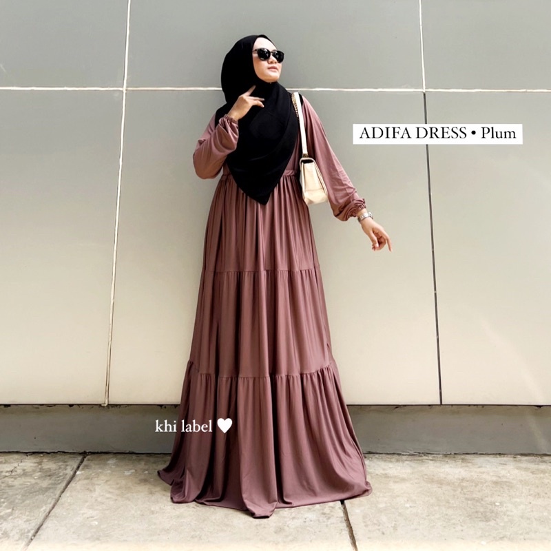 ADIFA DRESS | Gamis Jersey Rempel Susun | Gamis Daily Alamanda | Gamis Polos Ruffle