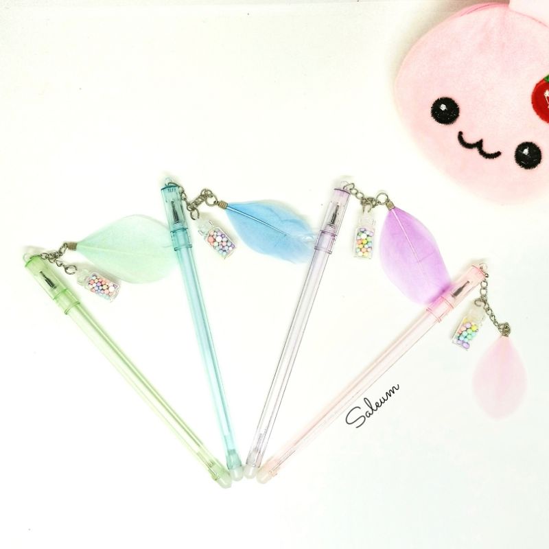 

Pulpen Gel Unik Cantik / Pena Pen Ballpoint gel Botol Bulu Boba Fruit/ casing pastel / Stationery Alat Tulis