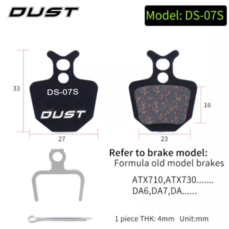 Dust DS-07S Kampas Rem For Formula OLD Brakes ATX710 ATX730 DA6 DA7 Brake Pad Sepeda