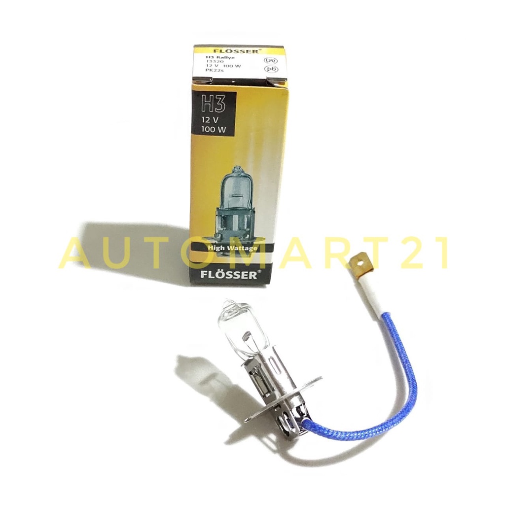 BOHLAM LAMPU H3 12V 100W FLOSSER/DOP FLOSSER H3 12V 100W