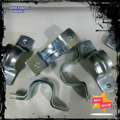 KLEM PIPA PLAT BESI SENG LOGAM PRALON PVC OMEGA 1/2 0.5 0,5 INCH KUAT