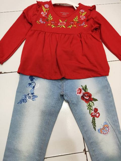 JW-29 Setelan Jeans Bordir No. 90 - 130 (3-8th)