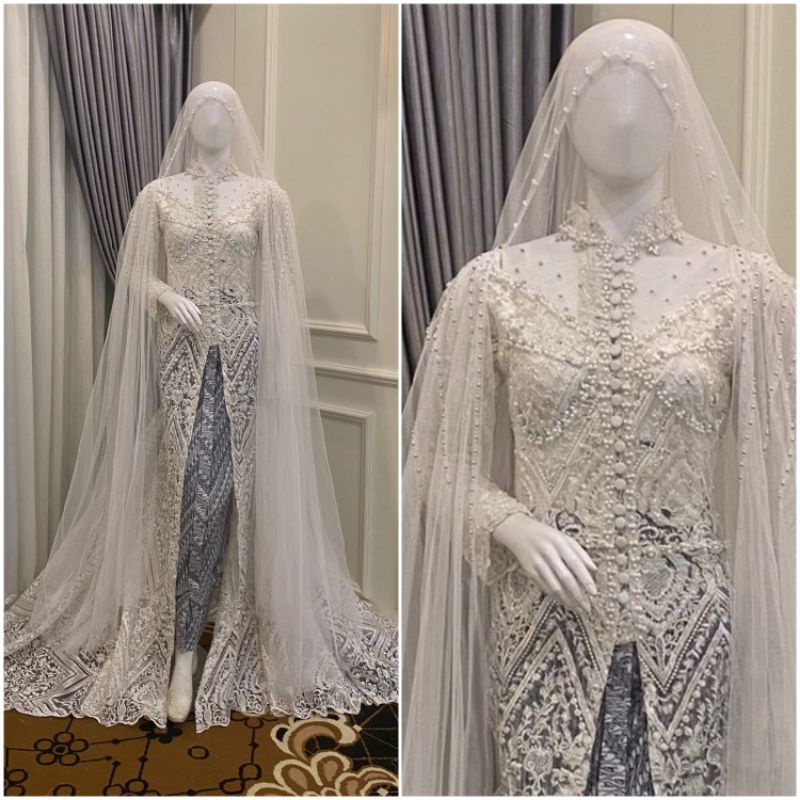 Jual Gaun slim ekor full payet  kebaya akad nikah full payet modern