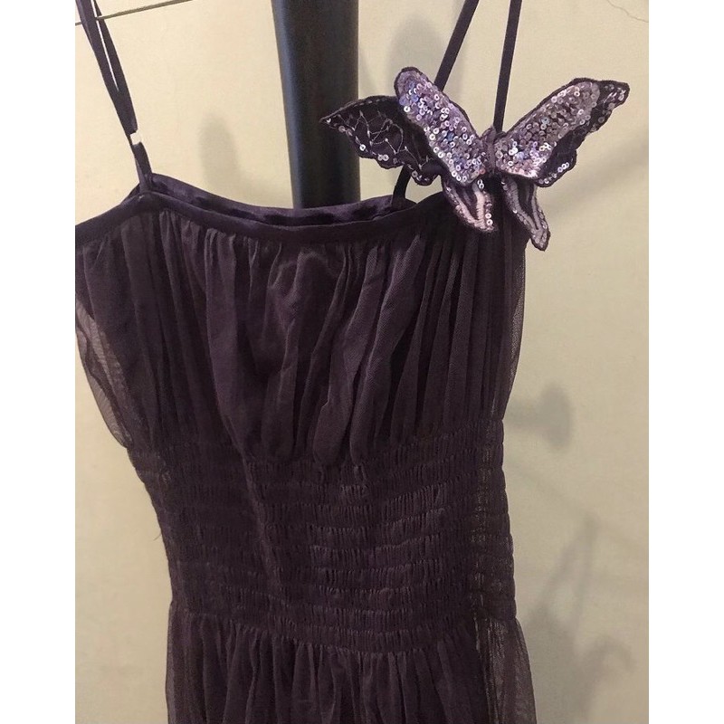 Gaun pesta midi ungu Preloved