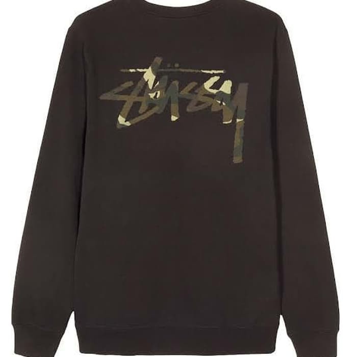 STUSSY CREWNECK CAMO TEXT - -