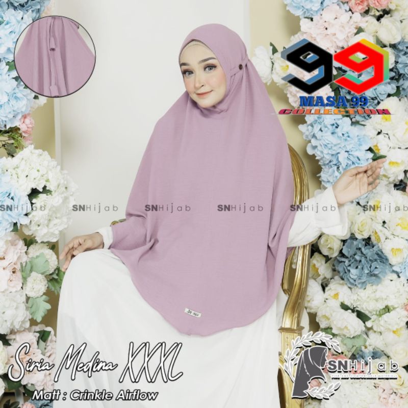 Hijab Bergo Syar'i SIRIA MEDINA Bahan Crinkle Airflow Size M L XL XXL XXXL Kualitas Premium