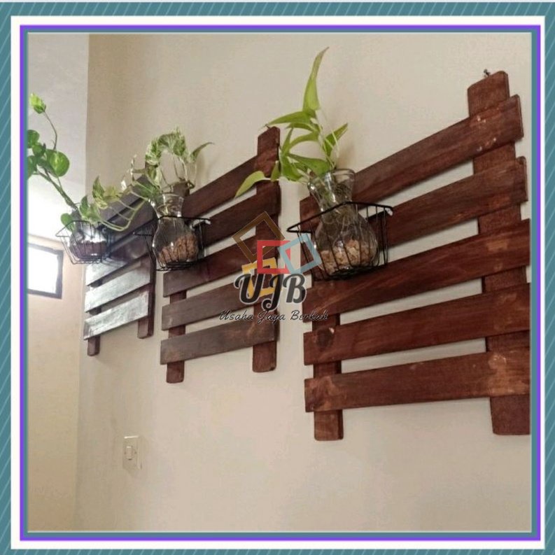 Rak pot tempel dinding alas pot dinding kayu vertical garden wall gardening rack Rak Bunga tempel ka