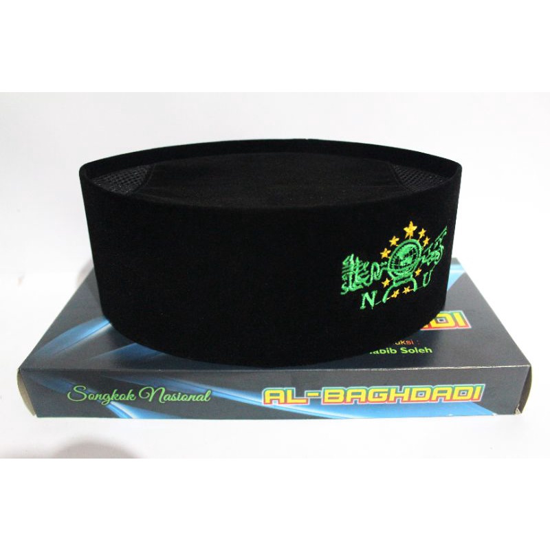 Peci Nu Ac Hijau/Peci Bordir NU Tinggi 9 cm/Peci Nu Ac/Peci Hitam Nu Ac/Peci Hitam Ac/Songkok Nu Ac/