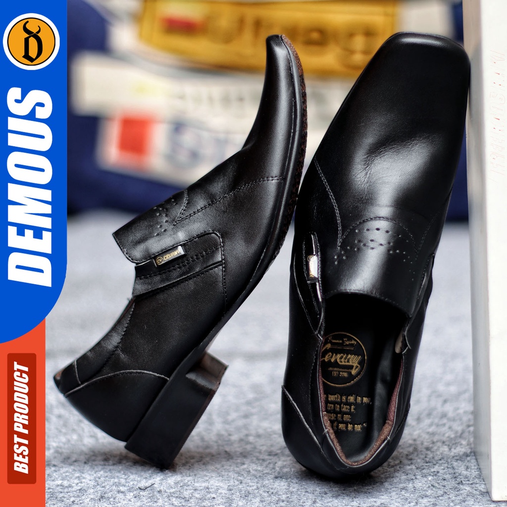 DEMOUS VEIL - Sepatu Pantofel Kerja Kulit Asli Hitam Pria