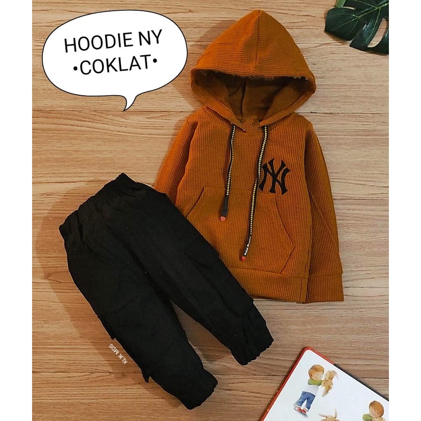 Setelan Anak - Baju Bayi Laki - Laki Hoodie Tangan Panjang Celana Panjang Motif Hoodie NY