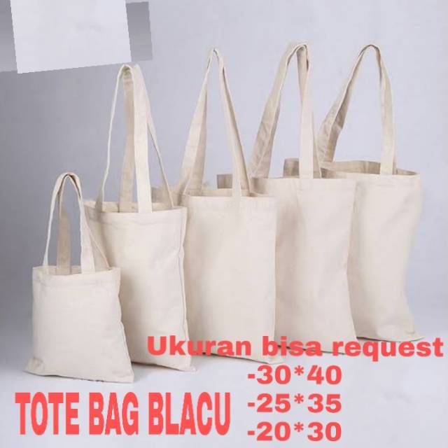 TOTE BAG KAIN BLACU POLOS 30X40 | Shopee Indonesia