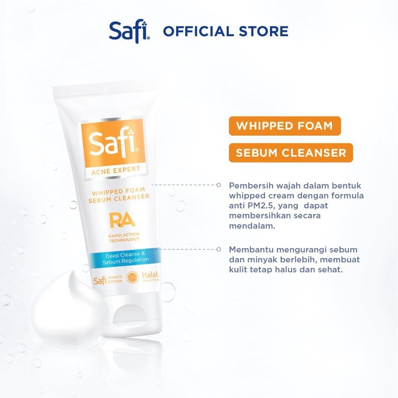 Safi Acne Expert | Whip Foam 2in1 Cleanser Acne Gel Moisturizer Sebum Control